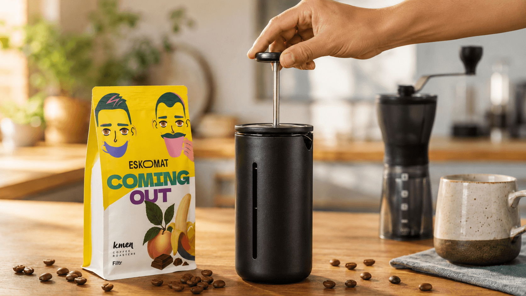 Eskomat_coming out_French press krok za krokem